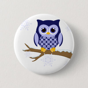 Blaue Wintereule Button