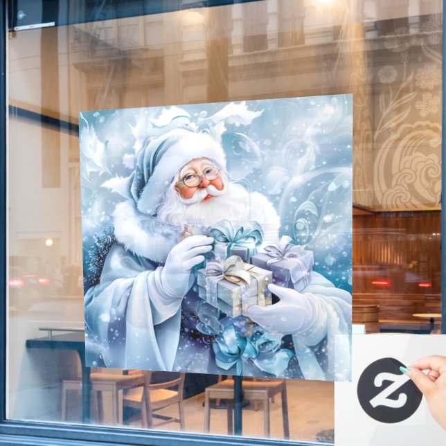 Blaue Winterfensterklammer Fensteraufkleber (Café-Fenster)