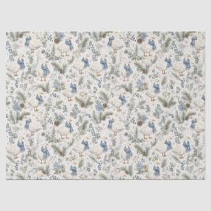 Blaue Wintergans-Aquarell-Weihnachtsdekoration Seidenpapier