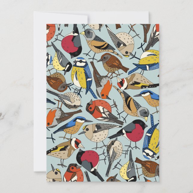 Blaue Wintergartenvögel Feiertagskarte (Vorderseite)