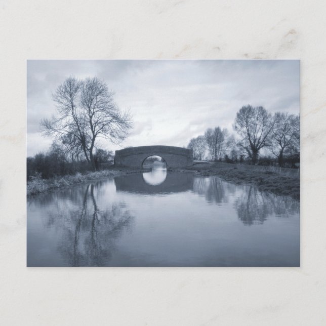 Blaue Winterkanallandschaft Postkarte (Vorderseite)