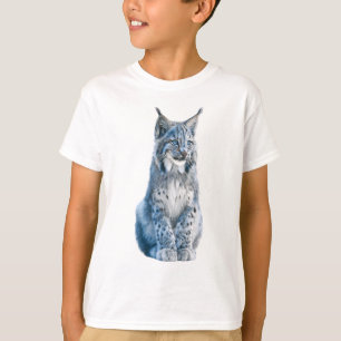 Blaue Winterluchs-Wildkatze Portrait Kinder T-Shirt