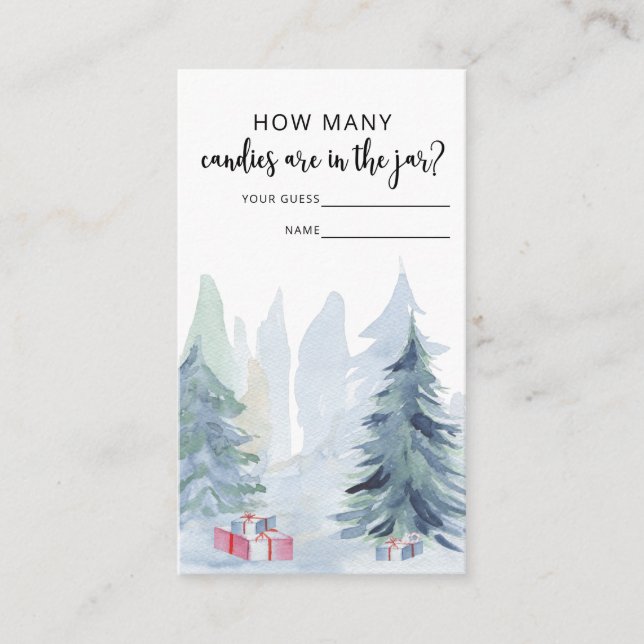 Blaue Winterräte wie viele Bonbons Begleitkarte (Vorderseite)