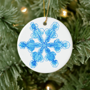 Blaue Winterschneeflocke Keramik Ornament