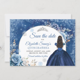 Blaue Winterschneeflocke Save the Date Einladung