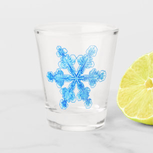 Blaue Winterschneeflocke Schnapsglas