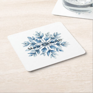 Blaue Winterschneeflocken Rechteckiger Pappuntersetzer