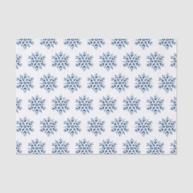 Blaue Winterschneeflocken Seidenpapier (Vorderseite)