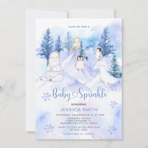 Blaue Winterwald-Arktis-Tiere Baby-Sprinkle Einladung