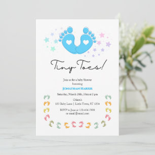 Blaue winzige Zehen Baby Shower Einladung