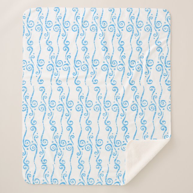 Blaue Wirbel Fleece-Decke  Sherpadecke (Vorderseite)