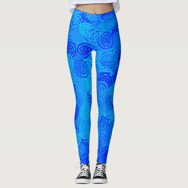 Blaue Wirbelmuster Leggings (Vorderseite)