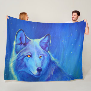 Blaue Wolf-Fleece bedeckt einzigartige Geschenke Fleecedecke