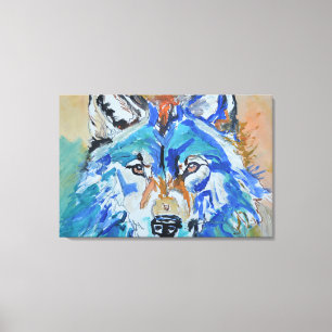 Blaue Wolf-Porträt-Abstraktion Leinwanddruck