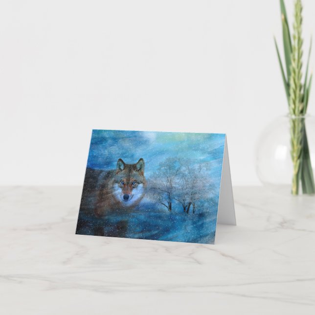 Blaue Wolf-Winterwald-Tiermalerei (Vorderseite)