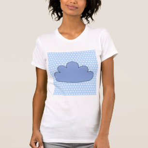 Blaue Wolke auf den blauen und weißen T-Shirt