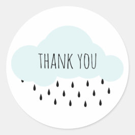 Blaue Wolke. Babydusche danke. Baby Jungen Runder Aufkleber