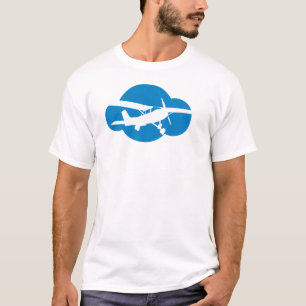 Blaue Wolke u. Luftfahrt-Flugzeug T-Shirt