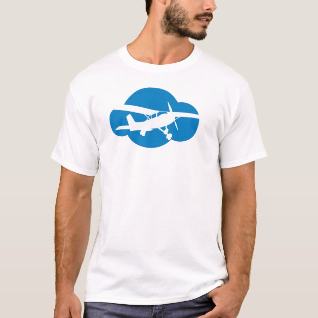 Blaue Wolke u. Luftfahrt-Flugzeug T-Shirt (Vorderseite)