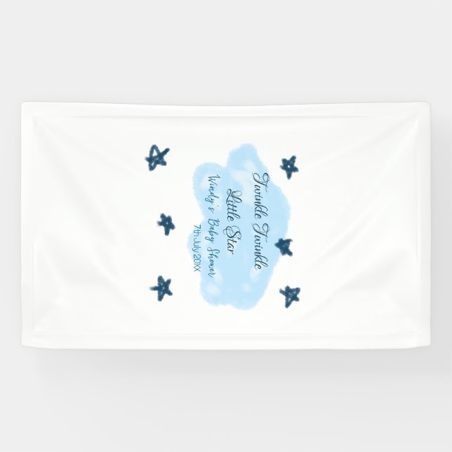 Blaue Wolken blinkeln Twinkle Little Star Baby Sho Banner (Horizontal)