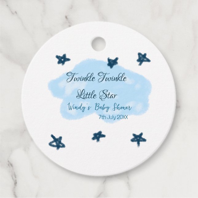 Blaue Wolken blinkeln Twinkle Little Star Baby Sho Geschenkanhänger (Vorderseite)