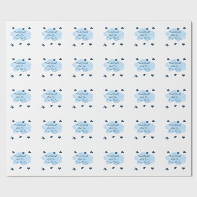 Blaue Wolken blinkeln Twinkle Little Star Baby Sho Geschenkpapier (Flach)