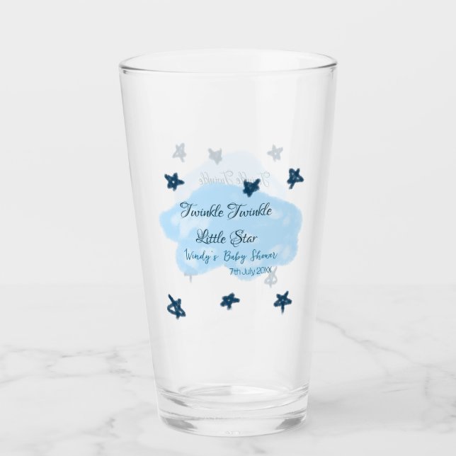Blaue Wolken blinkeln Twinkle Little Star Baby Sho Glas (Vorderseite)