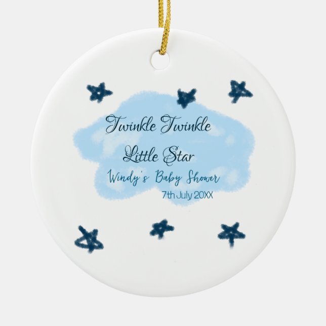 Blaue Wolken blinkeln Twinkle Little Star Baby Sho Keramik Ornament (Vorne)