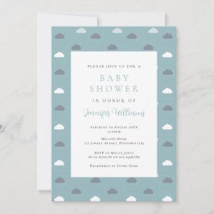 Blaue Wolken Junge Baby Shower Einladung