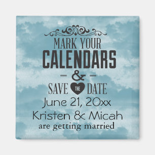 Blaue Wolken Save the Date Magnet