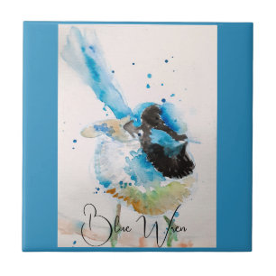 Blaue Wren-Aquarellmalerei Australische Vögel Fliese
