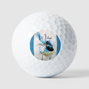 Blaue Wren-Aquarellmalerei Australische Vögel Golfball
