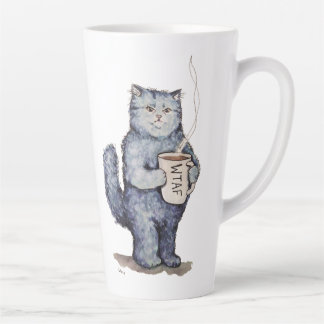 Blaue WTAF-Katze-Tasse Milchtasse
