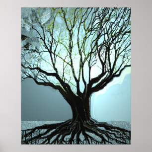 Blaue Wurzeln Lichter Poster