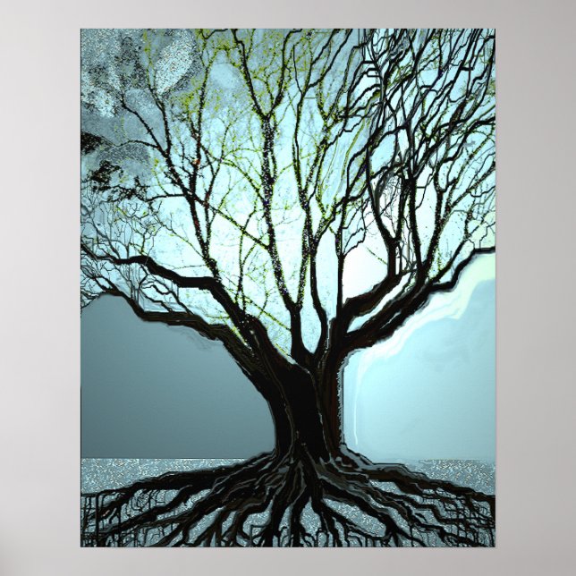 Blaue Wurzeln Lichter Poster (Vorne)