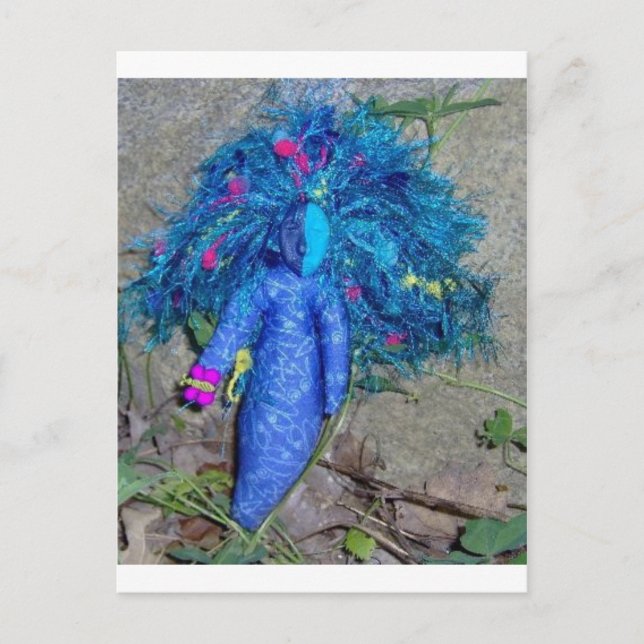 Blaue Xavychup-Göttinnenpuppe Postkarte (Vorderseite)