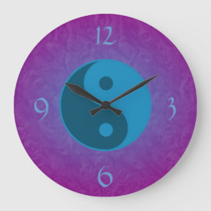 Blaue Yin Yang Angelegenheiten Große Wanduhr
