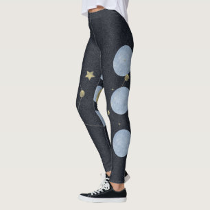 Blaue Yoga-Leggings mit Mond-Konstellationsmuster Leggings