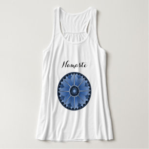 Blaue Yoga Namaste Typografie Mandala Lotus Custom Tank Top
