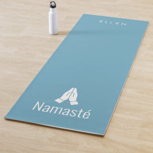 Blaue Yogmatte mit Namasté-Symbol Yogamatte