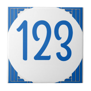 Blaue Zahl der Hausnummern Fliese