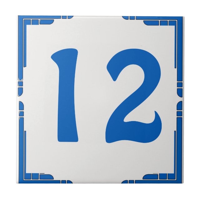 Blaue Zahl der Hausnummern Fliese (Vorderseite)