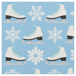 Blaue Zahl Skate und Schneeflocke-Weihnachten Stoff