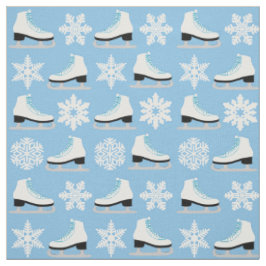 Blaue Zahl Skate und Schneeflocke-Weihnachten Stoff