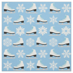 Blaue Zahl Skate und Schneeflocke-Weihnachten Stoff