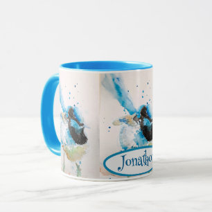 Blaue Zaunkönig-Aquarellmalerei Australische Vögel Tasse