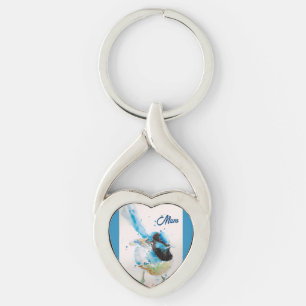 Blaue Zaunkönig-Wasserfarbe Babyblau Australisch Schlüsselanhänger
