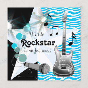 Blaue Zebra Rockstar Baby Boy Shower Einladung