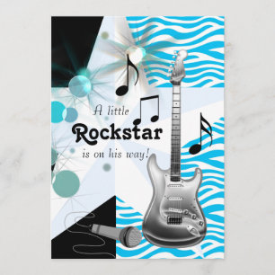 Blaue Zebra Rockstar Baby Boy Shower Einladung