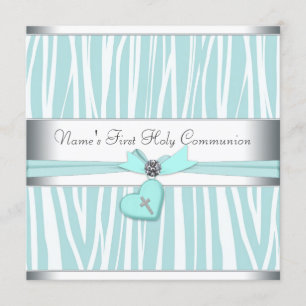 Blaue Zebra-Taufe First Communion Einladung